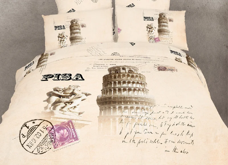 Deal Frenzy Luxury Cotton World Cities Tower of Pisa Italy Travel Bedding Twin Queen King Duvet Cover Set Novelty Designer Ensemble