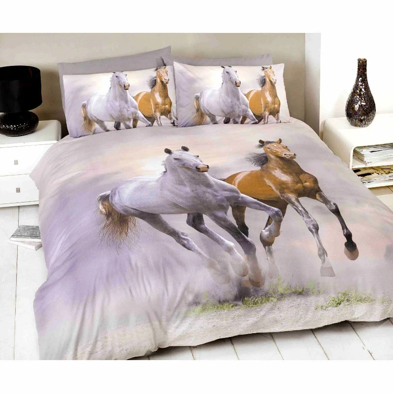 Super Savings Two Prancing Horses Bedding Duvet / Comforter Cover Set Twin Full Queen Photo Print Super Savings Two Prancing Horses Bedding Duvet / Comforter Cover Set Twin Full Queen Photo Print
