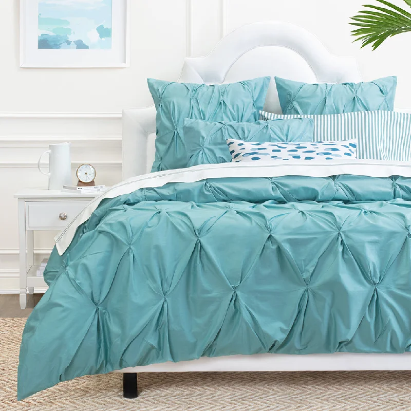 Weekend Closeout Deals Valencia Turquoise Pintuck Duvet Cover