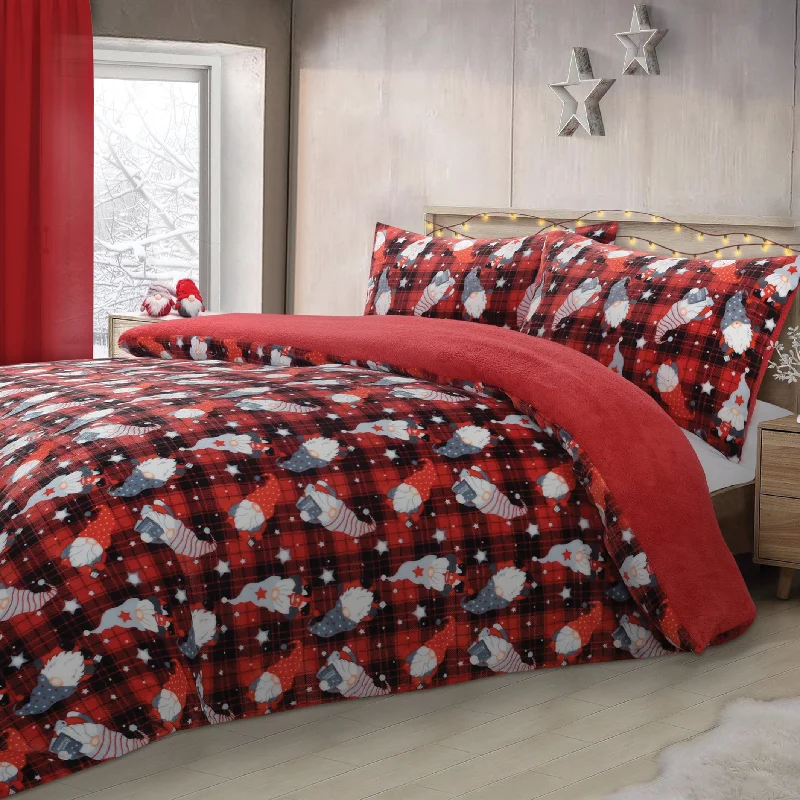 Big Savings Velosso Gonks Check Flannel Teddy Fleece Duvet Cover & Pillowcase Set