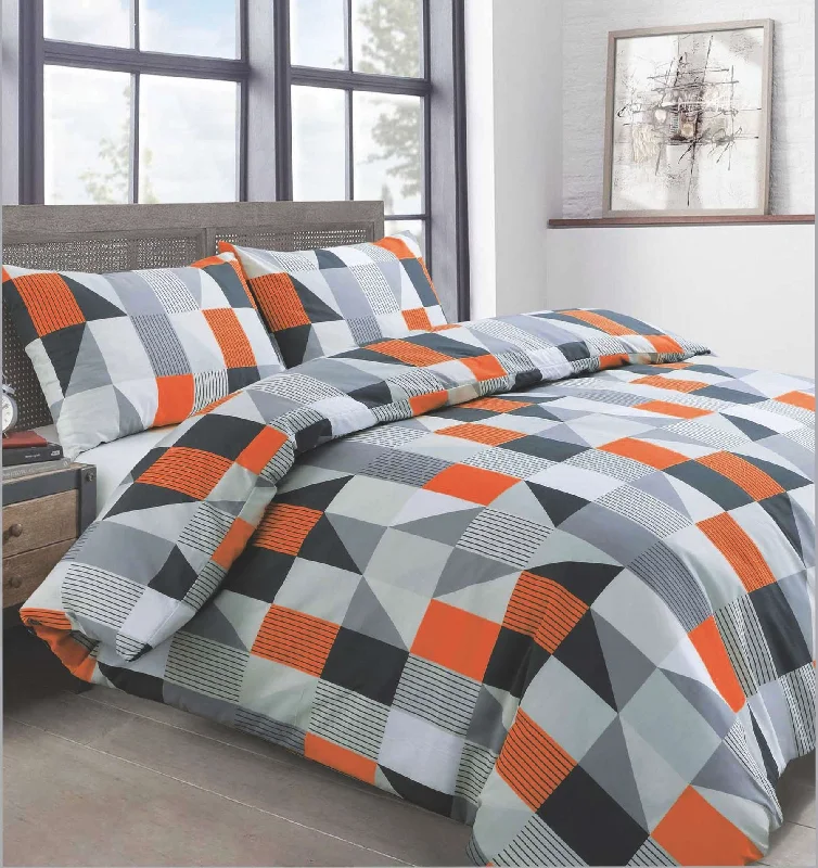 Big Discount Event Velosso Geometric Jazz Orange Duvet Cover & Pillowcase Set