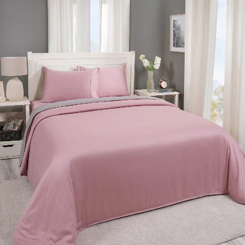 Best Offers Viola 100%Cotton Solid Grey Duvet Cover With Pillow Case