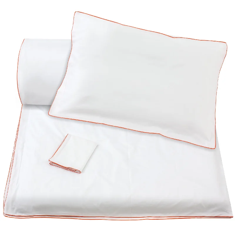 Weekend Super Sale Alert White/Orange Piping Duvet  + Pillowcases (600 TC)