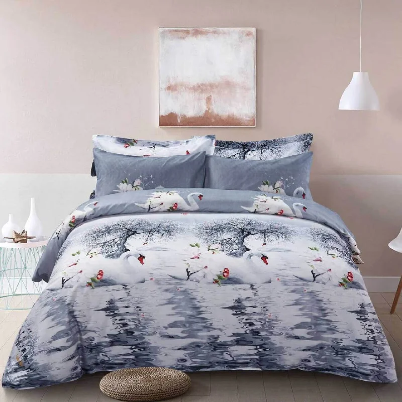 Weekend Wonders White Swans on a Lake Duvet Cover Bedding Set Queen or King Designer Ensemble Weekend Wonders White Swans on a Lake Duvet Cover Bedding Set Queen or King Designer Ensemble
