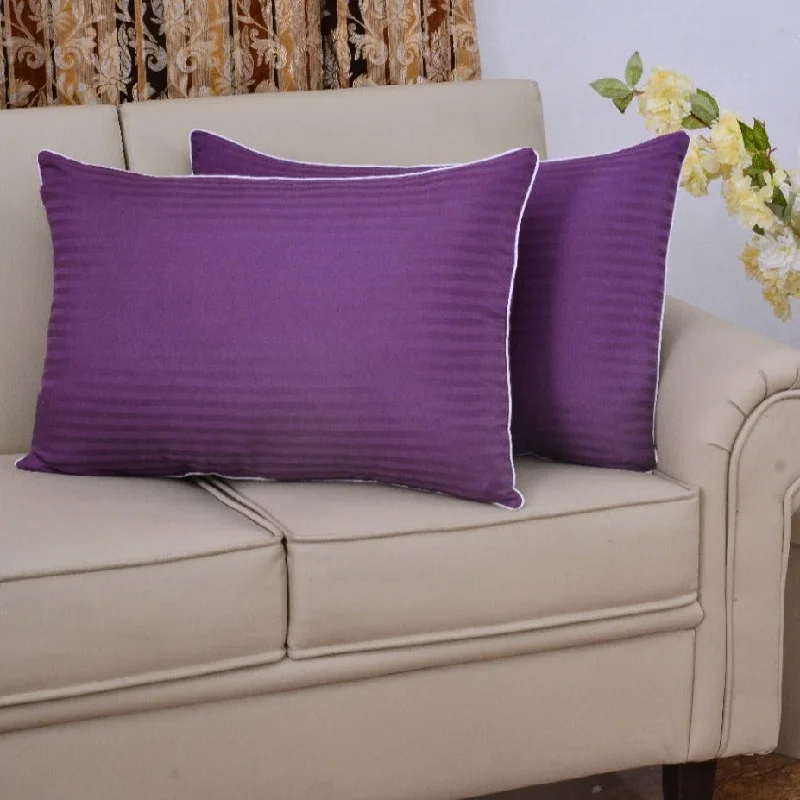 Instant Savings 2 PCs Stripe Filled Pillows-Purple