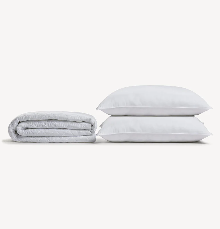 Weekend Deal Fest Allergy Free Bundle B | Medium Fill Allergy Resistant Gel Filled All Sleeper Pillow and Allergy-Free Dust Mite Free Mattress Protector
