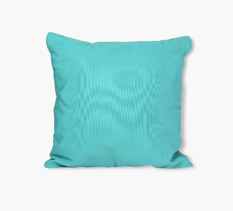 Hurry, While Stocks Last Aquamarine Decorative Outdoor Throw Pillow