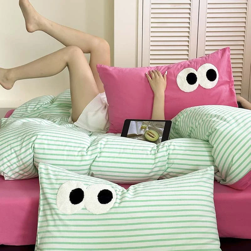 Weekend Shopping Fever Assorted Googly Eyes Patterned Pillowcases