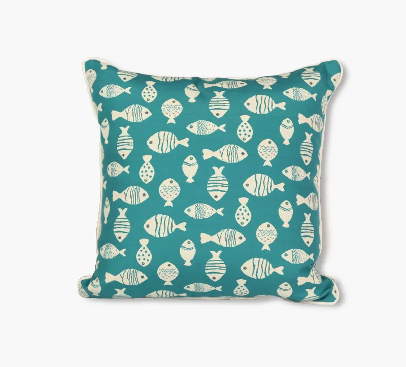 Exclusive Online Offers Emerald Go Fish Reversible Outdoor Throw Pillow