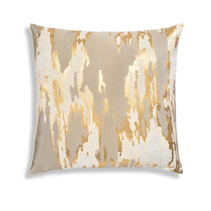 Weekend Markdowns Fawn Grey Brocade And Gold Foil Pillow