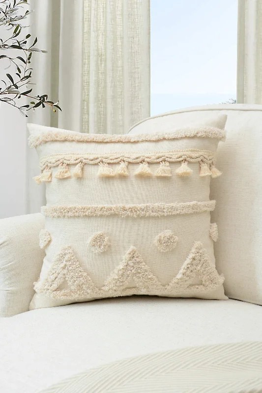 Weekend Steals and Deals Geometric Natural Tufted Pillow