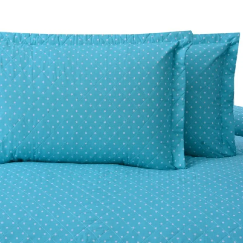 Savings Galore Printed & Quilted Pillow-Sky Blue Polka