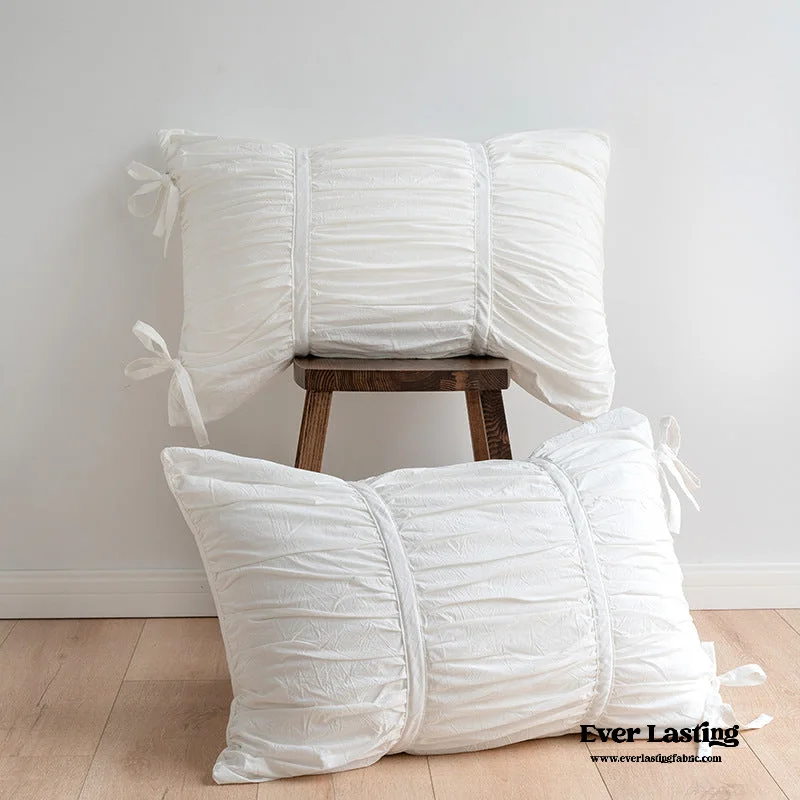 Weekend Bargain Time Coquette Ribbon Ties Pillowcases / White