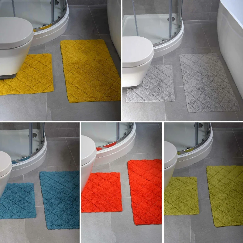 Weekend Specials Galore 2 Piece Bath Mat Pedestal Set Diamond 100% Cotton Bath Toilet Bathroom Mats