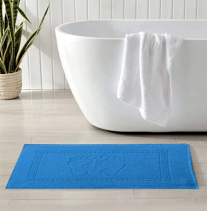Today Only 2Pcs 100% Cotton Bath Mat-Patrol Blue(Foot Print)