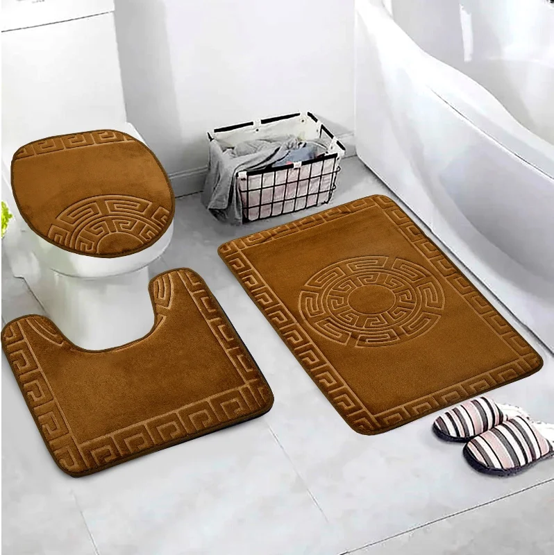 Massive Sale Event 3 PCs Anti Skid Commode Mat Set-Brown Versace