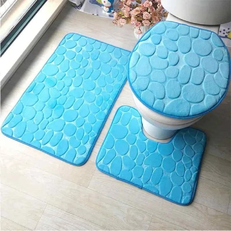 Hurry, While Stocks Last 3 PCs Non Skid Suction Mat (3759) -Sky Blue