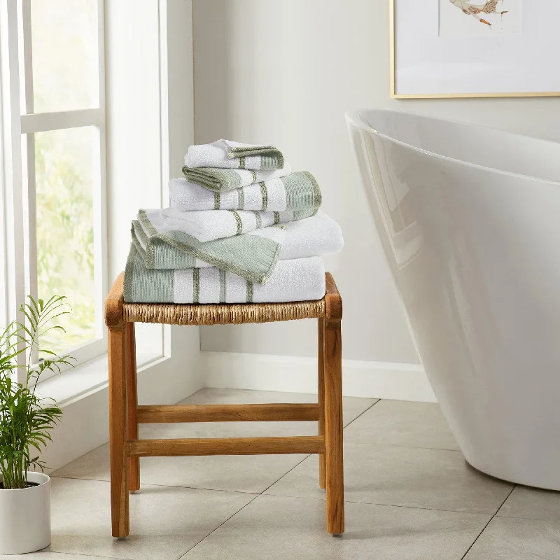 Weekend Super Sale Alert 6-Piece Cotton Stripe Bath Towel Set - Noelle Collection