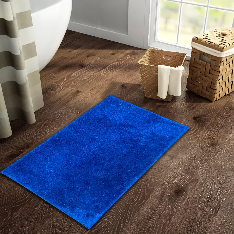 Weekend Super Sale Alert Anti Skid Cobalt Blue 100% Nylon Large Large Bath Mat - Day2Day By Spaces
