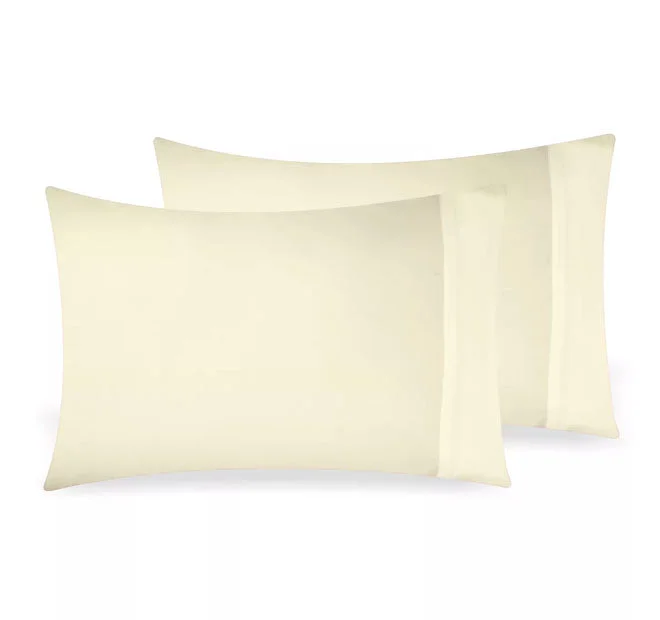 Instant Discount Bamboo Eco 400THC Cotton Standard Pillowcase Pair Ivory