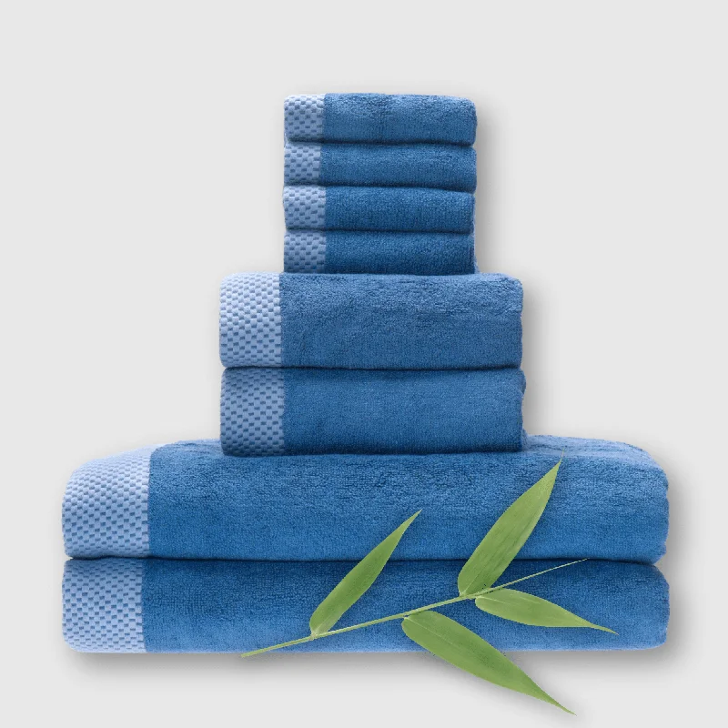 Hurry, While Stocks Last BedVoyage Bamboo Towel Set 8-Piece from BedVoyage Luxury Viscose - Indigo Hurry, While Stocks Last BedVoyage Bamboo Towel Set 8-Piece from BedVoyage Luxury Viscose - Indigo