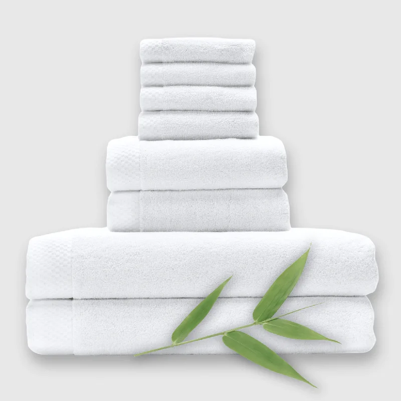 Weekend Big Discount Event BedVoyage Bamboo Towel Set 8-Piece from BedVoyage Luxury Viscose - White Weekend Big Discount Event BedVoyage Bamboo Towel Set 8-Piece from BedVoyage Luxury Viscose - White