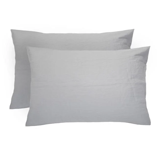 Big Offers French Linen Standard Pillowcase Pair Silver