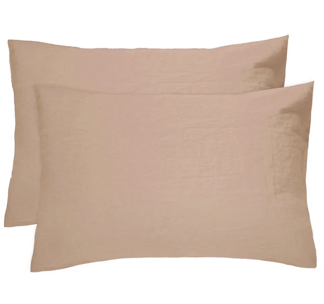 Shop & Save Big French Linen Standard Pillowcase Pair Tea Rose