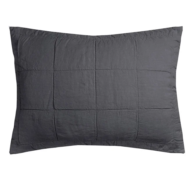 End-of-Season Sale French Linen Standard Pillowsham Charcoal