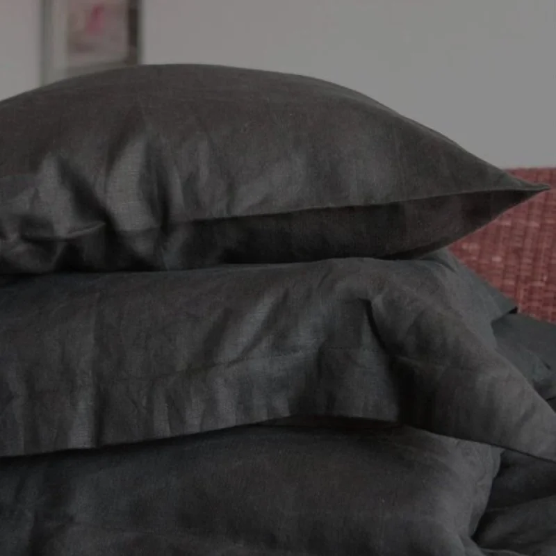 Shop & Save Instantly Black Linen Pillow Case