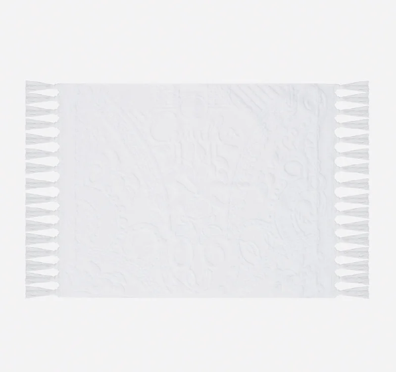 Big Bargain Bonanza Palm Jacquard 800GSM Bath Mat White