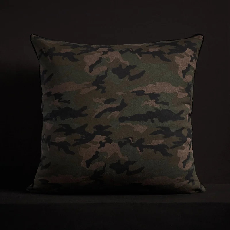 Special Price Drop Camo Throw Pillow With Piping - Forest Camo