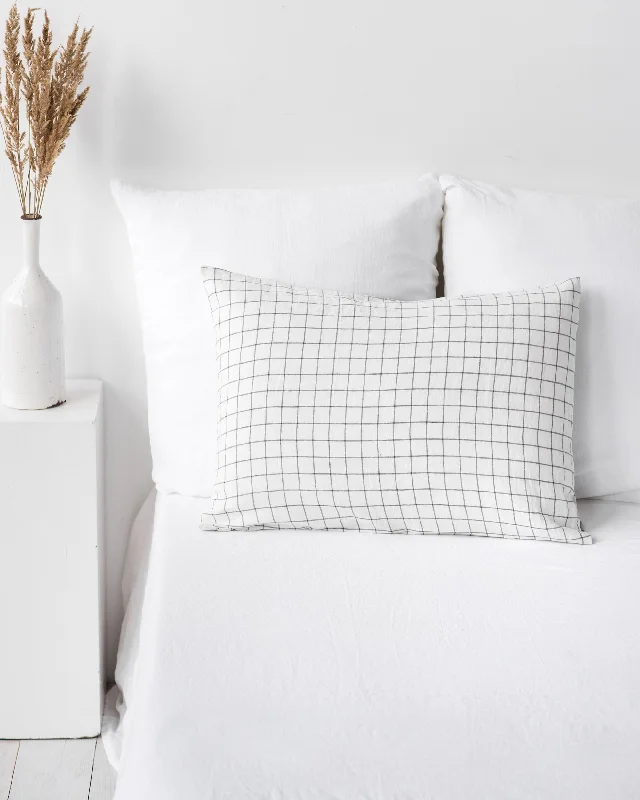 Crazy Price Cuts Charcoal grid linen pillowcase
