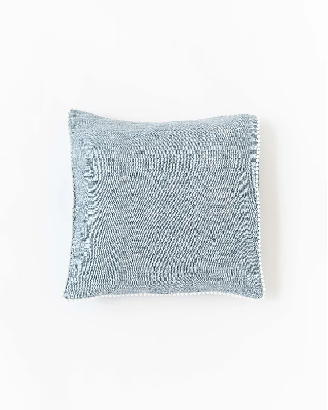 Limited Time Bargain Cushion cover with pom poms in Blue melange