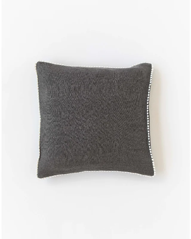 Seasonal Discounts Cushion cover with pom poms in Charcoal gray