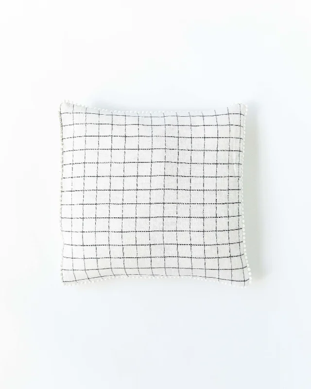 Best Offers Cushion cover with pom poms in Charcoal grid
