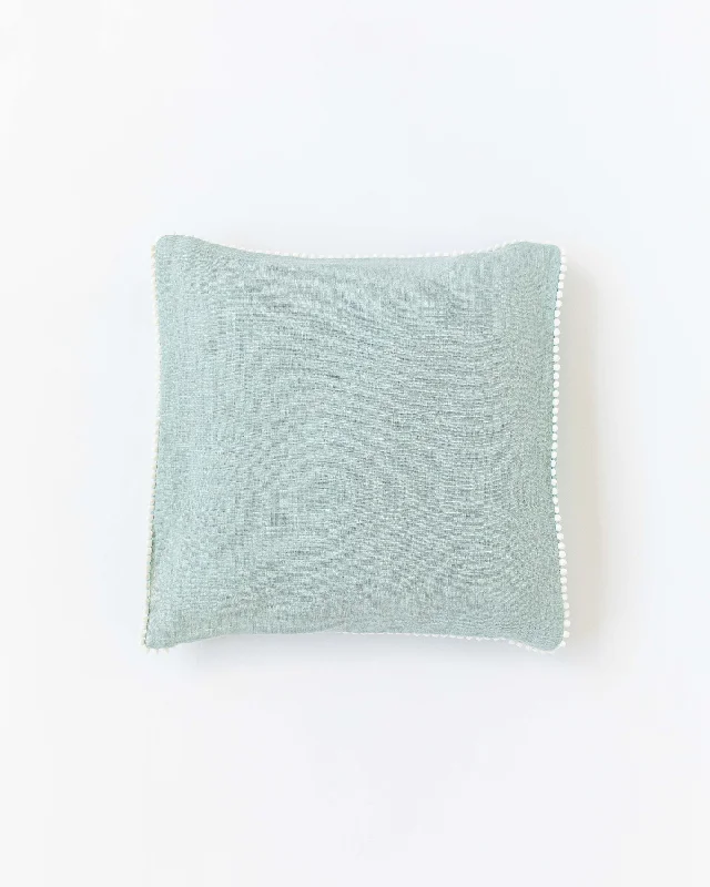 Mega Sale Cushion cover with pom poms in Dusty blue