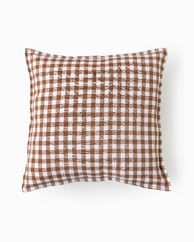 Weekend Best Price Deals Deco pillow cover with buttons in Cinnamon gingham