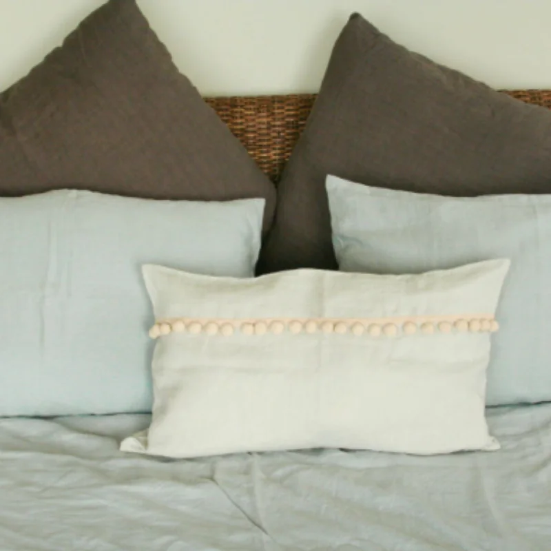 Weekend Bargain Weekends Decorative Linen Pillow with Pom Poms