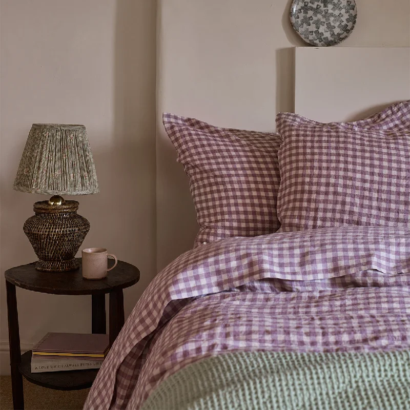 Exclusive Discounts Just for You Elderberry Gingham Linen Blend Pillowcase (Pair)