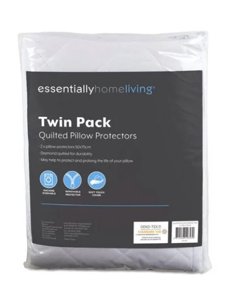 Weekend Price Slash Essential Home Living TWIN PACK QUILTED PILLOW PROTECTOR