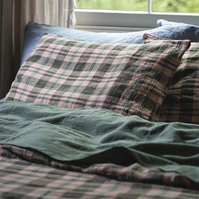 Weekend Deals Fern Green Dallington Plaid Linen Blend Pillowcase (Pair)