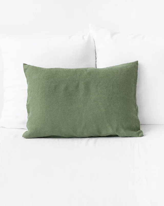 Weekend Discount Rush Forest green linen pillowcase