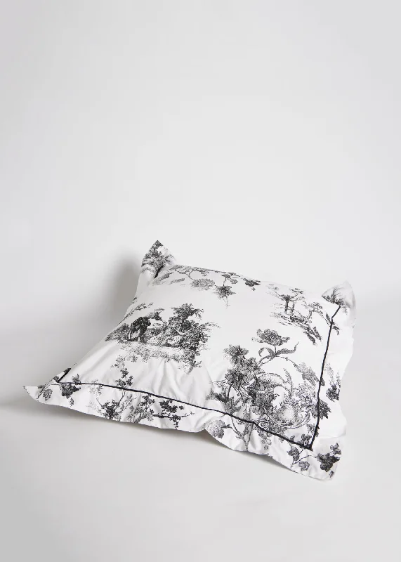 Weekend Super Sale Foxford Black Toile Cotton Square Pillowcase