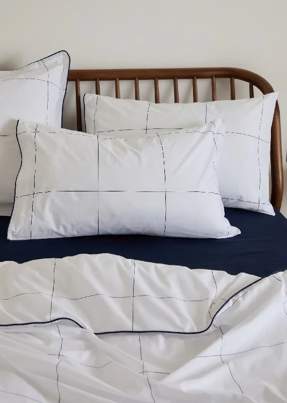 Limited Time Only Foxford Navy Windowpane Pillowcase Set