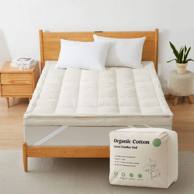 Big Offers Organic Cotton Goose Feather Bed Mattress Topper