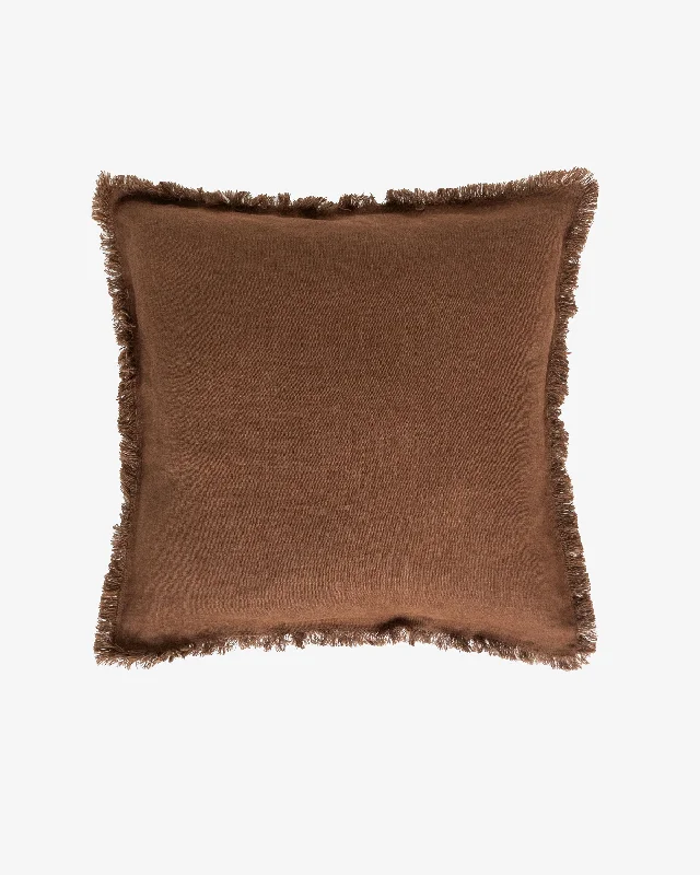 Final Clearance Heavyweight linen deco pillow in Chocolate brown