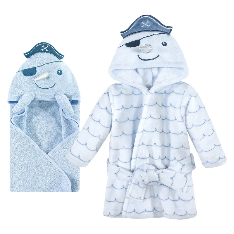 Savings Galore Hudson Baby Cotton Animal Face Hooded Towel and Plush Bathrobe Bundle Set, Narwhal Savings Galore Hudson Baby Cotton Animal Face Hooded Towel and Plush Bathrobe Bundle Set, Narwhal