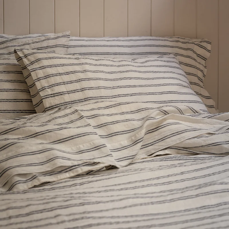 Exclusive Offer Ivory Kemptown Stripe Linen Blend Pillowcase (Pair)