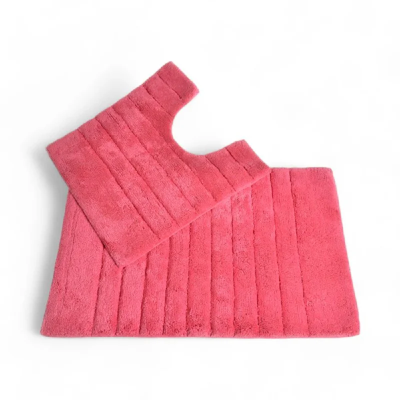 Weekend Only Deals Linear Rib Bath & Pedestal Mat Set Pink